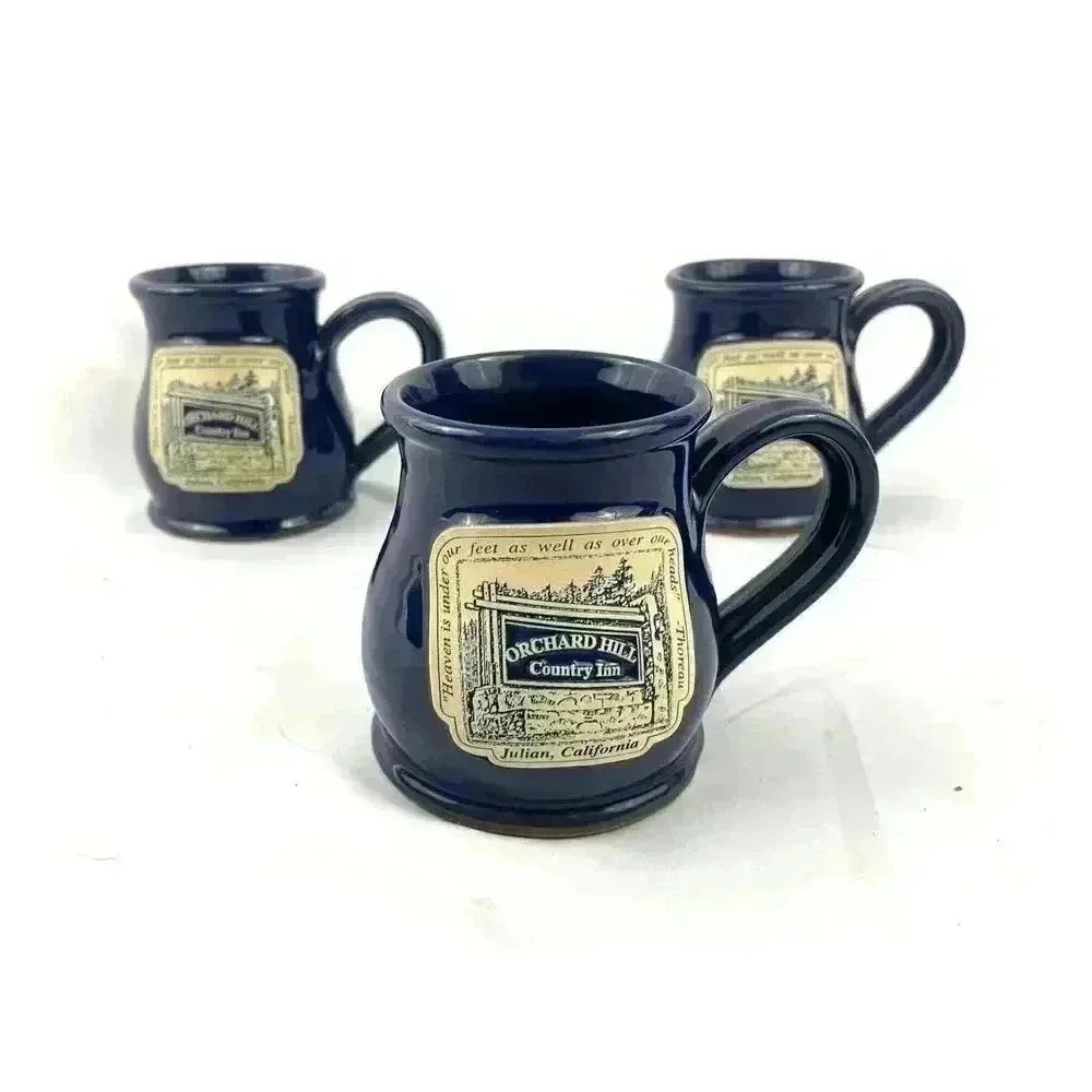 Lot of 3 Deneen Pottery Mug‎ Orchard Hill Country Inn Julian California Thoreau